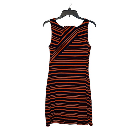 Cremieux Women's Sheath Dress Sleeveless Stretch Striped Orange Navy‎ Blue Small - Picture 1 of 8